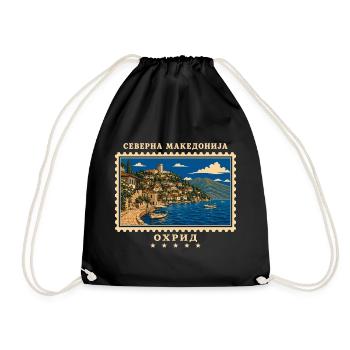 Nordmazedonien Ohrid Vintage Reisemarke - Turnbeutel - Schwarz - Vorne