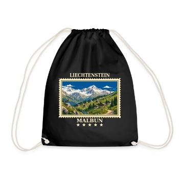 Liechtenstein Malbun Vintage Reisemarke - Turnbeutel - Schwarz - Vorne