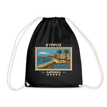 Zypern Larnaka Vintage Reisemarke - Turnbeutel - Schwarz - Vorne
