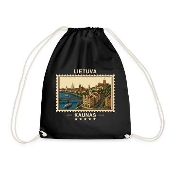 Litauen Kaunas Vintage Reisemarke - Turnbeutel - Schwarz - Vorne
