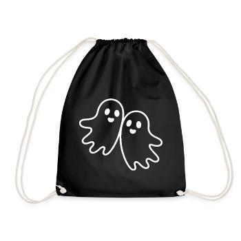 Two Friendly Ghosts Hugging - Drawstring Bag - black - Front