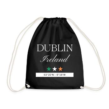 Dublin Irland Souvenir – Reise minimalistisch - Turnbeutel - Schwarz - Vorne