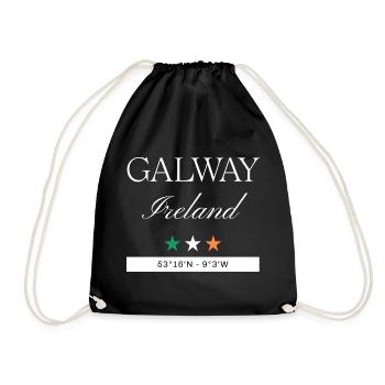 Galway Irland Souvenir – Reise minimalistisch - Turnbeutel - Schwarz - Vorne