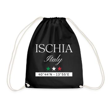 Ischia Italien Souvenir – Reise minimalistisch - Turnbeutel - Schwarz - Vorne