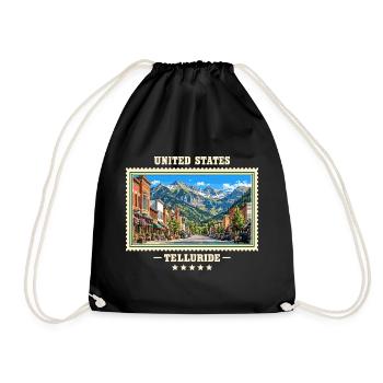 Vereinigte Staaten Telluride Vintage Reisemarke - Turnbeutel - Schwarz - Vorne