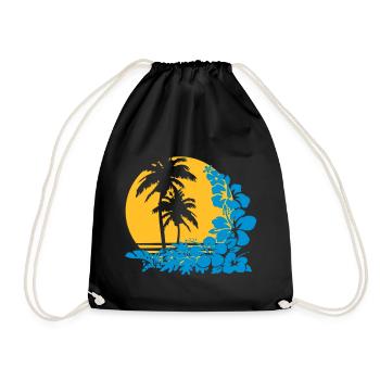 palm sunset - Drawstring Bag - black - Front