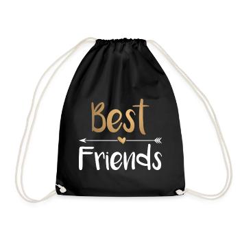 Beste Freunde Best Friends - gold weiß - Turnbeutel - Schwarz - Vorne