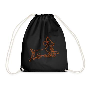 Springer Spaniel in orange - Drawstring Bag - black - Front