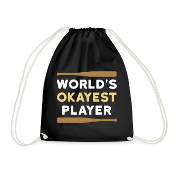 World's okayest player (two baseball bats) - Drawstring Bag - black - Front