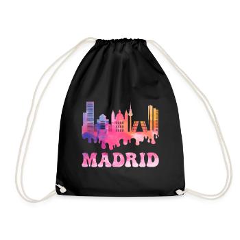 Madrid Espagne City Skyline Splash Vacances colorées - Sac de sport léger - noir - Devant