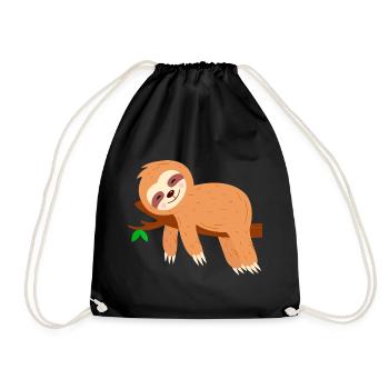 Sloth on Tree Extreme Chiller - Drawstring Bag - black - Front