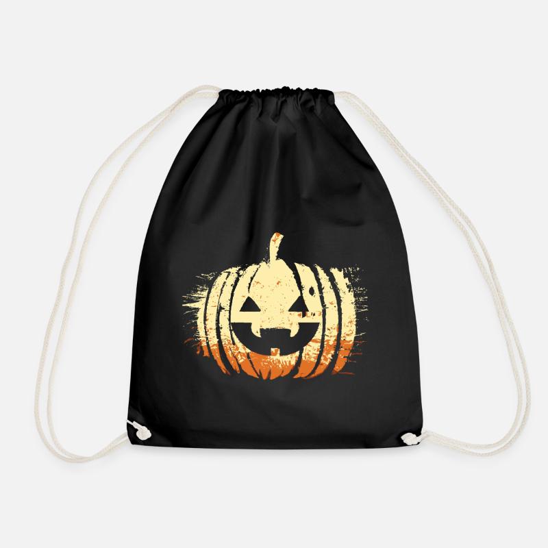 Halloween Pumpkin Head - Drawstring Bag - black