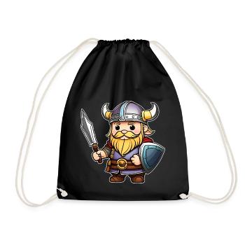 Cute Viking with Sword - Drawstring Bag - black - Front
