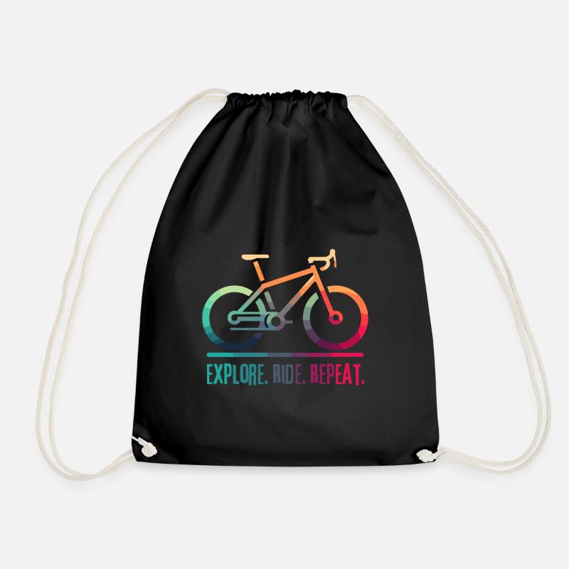 Explore Ride Repeat - ein Projekt für den Radfahrer - Turnbeutel - Schwarz