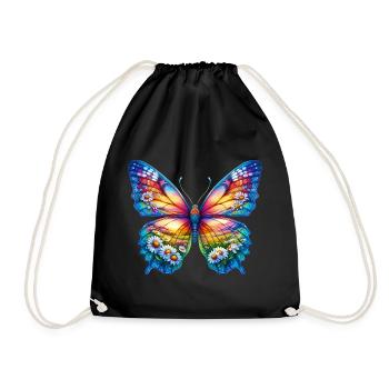 Butterfly flowers daisy daisies - Drawstring Bag - black - Front