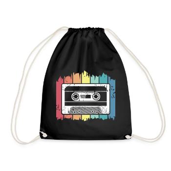 Cassette musique rétro enregistre des couleurs vintage logo - Sac de sport léger - noir - Devant