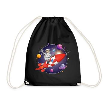 L’astronaute et la fusée rouge dans l’espace - Sac de sport léger - noir - Devant