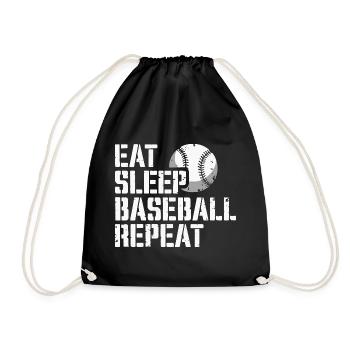 Eat Sleep Baseball Repeat Funny Baseball Lover - Drawstring Bag - black - Front