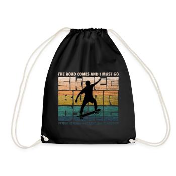 Skateboard Skating Skate Fan70s Retro Skater - Drawstring Bag - black - Front