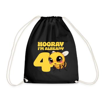 Biene - Hourra j’ai déjà 4 ans - Sac de sport léger - noir - Devant