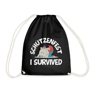 Lustiger Schützenfest I Survived Spruch - Turnbeutel - Schwarz - Vorne