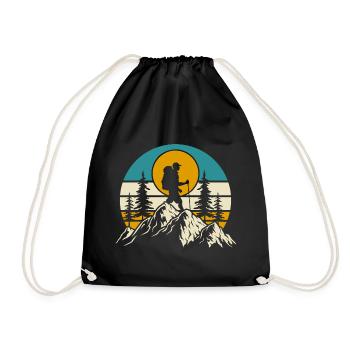 Hiking Hiker Mountaineer Gift - Drawstring Bag - black - Front