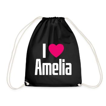 I Love Amelia Pinkes Herz Ich liebe Amelia - Turnbeutel - Schwarz - Vorne