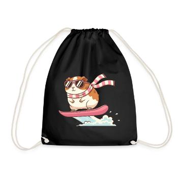 Cool Surf Guinea Pig With Sunglasses - Drawstring Bag - black - Front