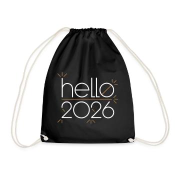Hello 2026 Neon Line Art - Drawstring Bag - black - Front
