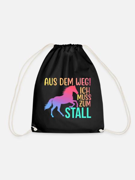 Aus dem Weg Ich muss zum Stall Reiten Reiterin - Turnbeutel - Schwarz