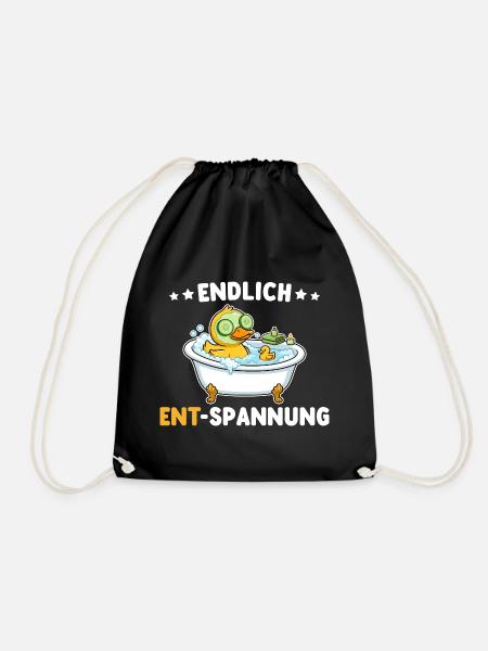 Wellness Ente Endlich Ent-Spannung Wortwitz - Turnbeutel - Schwarz