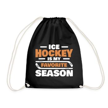 Eishockey ist meine Lieblingssaison - Drawstring Bag - black - Front