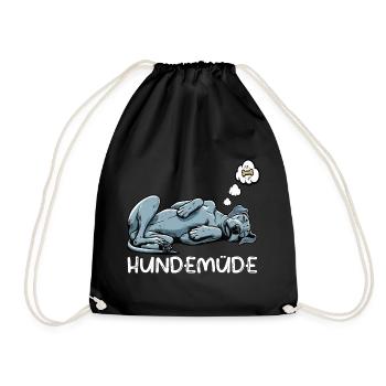 Hundemüde Deutsche Dogge Doggen Doggenbesitzer  - Turnbeutel - Schwarz - Vorne