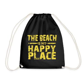 The beach is my happy place - Drawstring Bag - black - Front