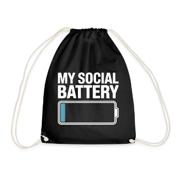 Social Battery Introvert Dead Battery Battery - Drawstring Bag - black - Front