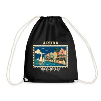 Aruba Oranjestad Vintage Reisemarke - Turnbeutel - Schwarz - Vorne