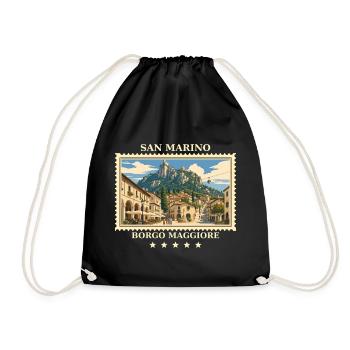 San Marino Borgo Maggiore Vintage Reisemarke - Turnbeutel - Schwarz - Vorne