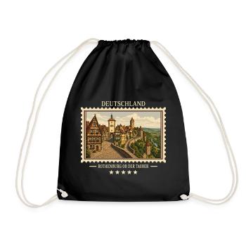 Deutschland Rothenburg ob der Tauber Vintage Reise - Turnbeutel - Schwarz - Vorne