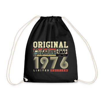 Original October 1976 – 50th Birthday Retro - Drawstring Bag - black - Front