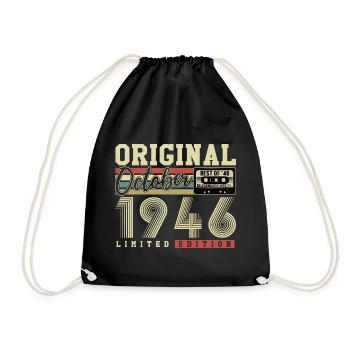 Original October 1946 – 80th Birthday Retro - Drawstring Bag - black - Front