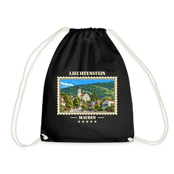 Liechtenstein Mauren Vintage Reisemarke - Turnbeutel - Schwarz - Vorne