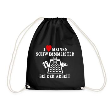 Schwimmmeister Liebe Bademeister Herz - Turnbeutel - Schwarz - Vorne