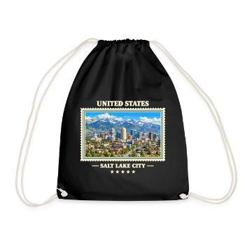 Vereinigte Staaten Salt Lake City Vintage Marke - Turnbeutel - Schwarz - Vorne