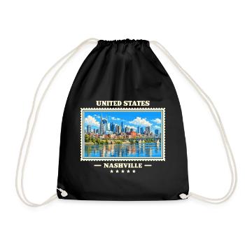 Vereinigte Staaten Nashville Vintage Reisemarke - Turnbeutel - Schwarz - Vorne