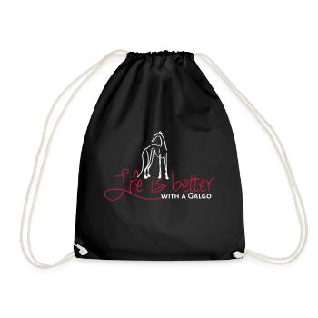 Life is better Galgo - Drawstring Bag - black - Front