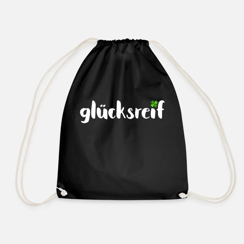 Glücksreif - Lebensglück Kleeblatt Glücksbringer - Turnbeutel - Schwarz