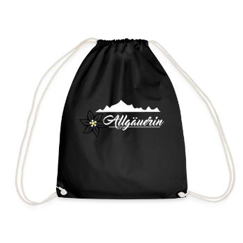 Allgäuerin - Bergkette & Edelweiss Design Weiß - Turnbeutel - Schwarz - Vorne