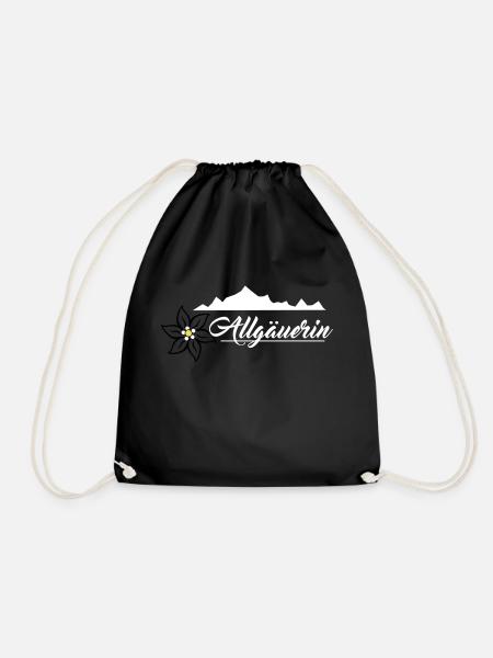 Allgäuerin - Bergkette & Edelweiss Design Weiß - Turnbeutel - Schwarz