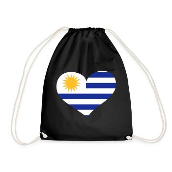 Uruguay Herz; Heart Uruguay - Sac de sport léger - noir - Devant
