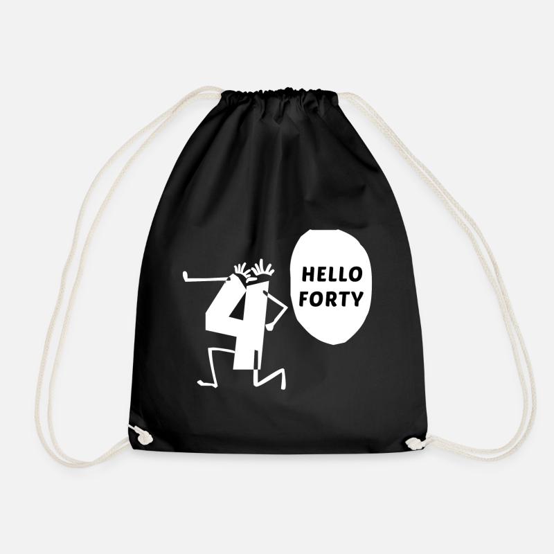 hello forty hello 40 years anniversary - Drawstring Bag - black